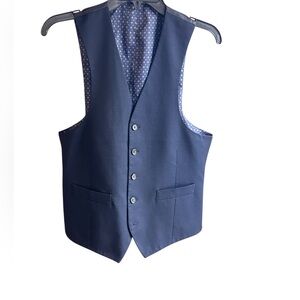 Unbranded navy blue 4-button vest with satin back Sz S